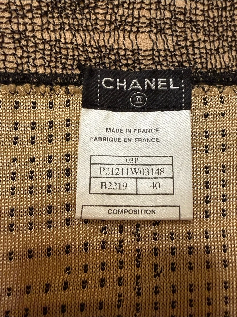 Stunning CHANEL 03P Spring 2003 Black Beige Knit Tube Top Sz 40 France